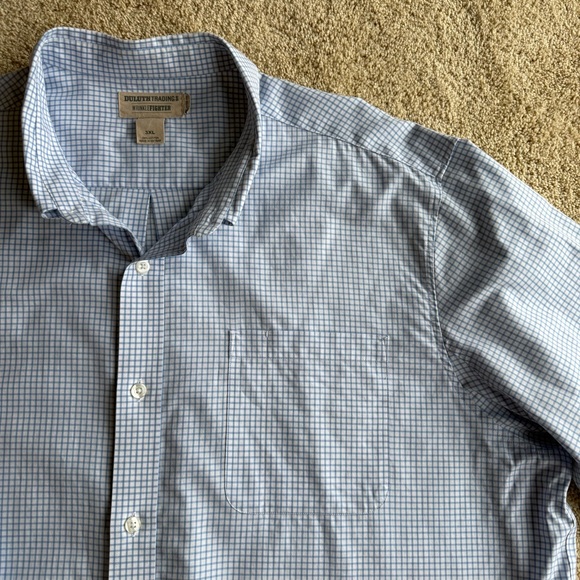 Duluth Trading Co Wrinklefighter Blue Check Button Down Shirt 3XL - Picture 4 of 9